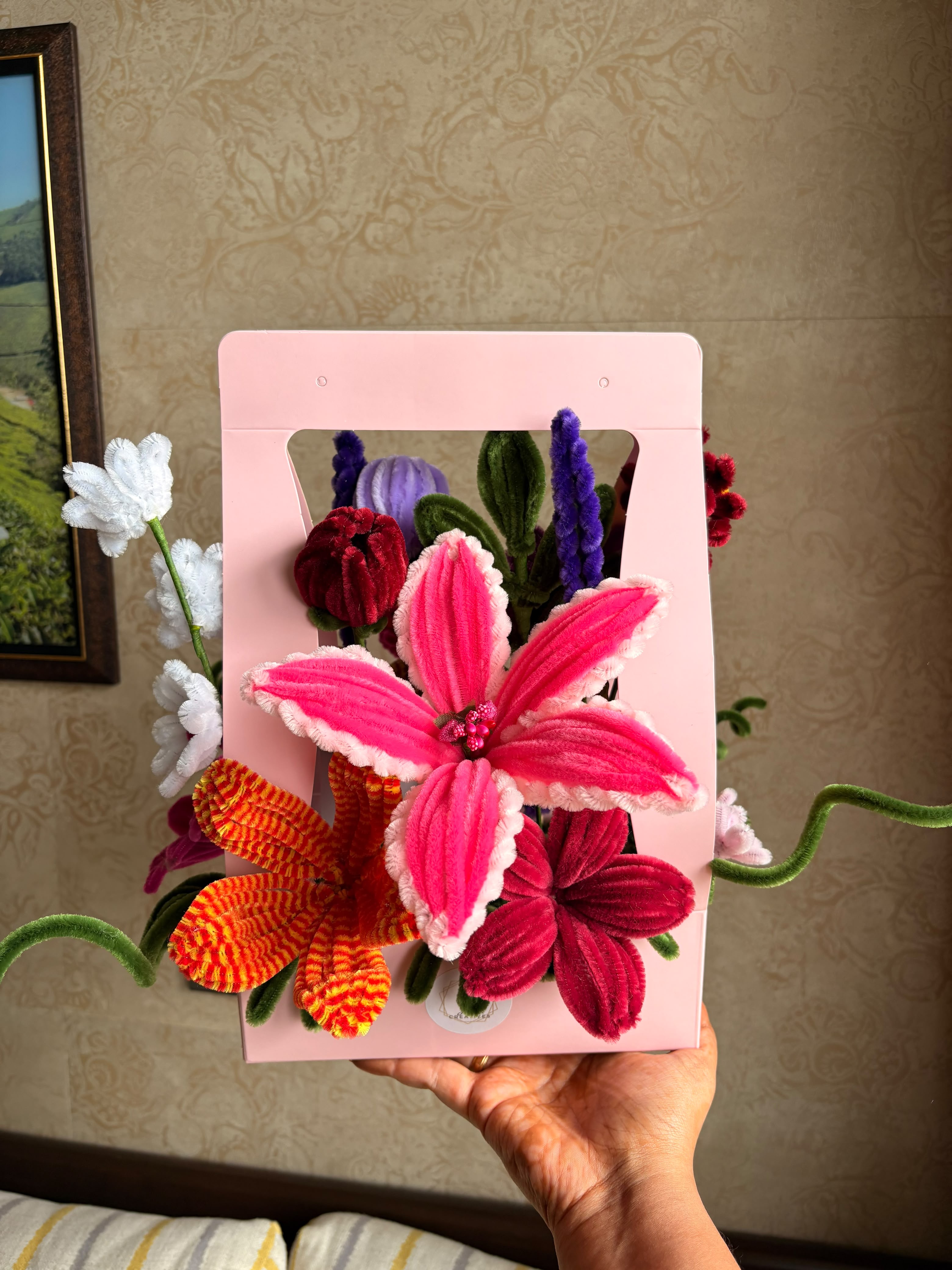 Handcrafted Luxury Chenille Flower Bouquet view 4