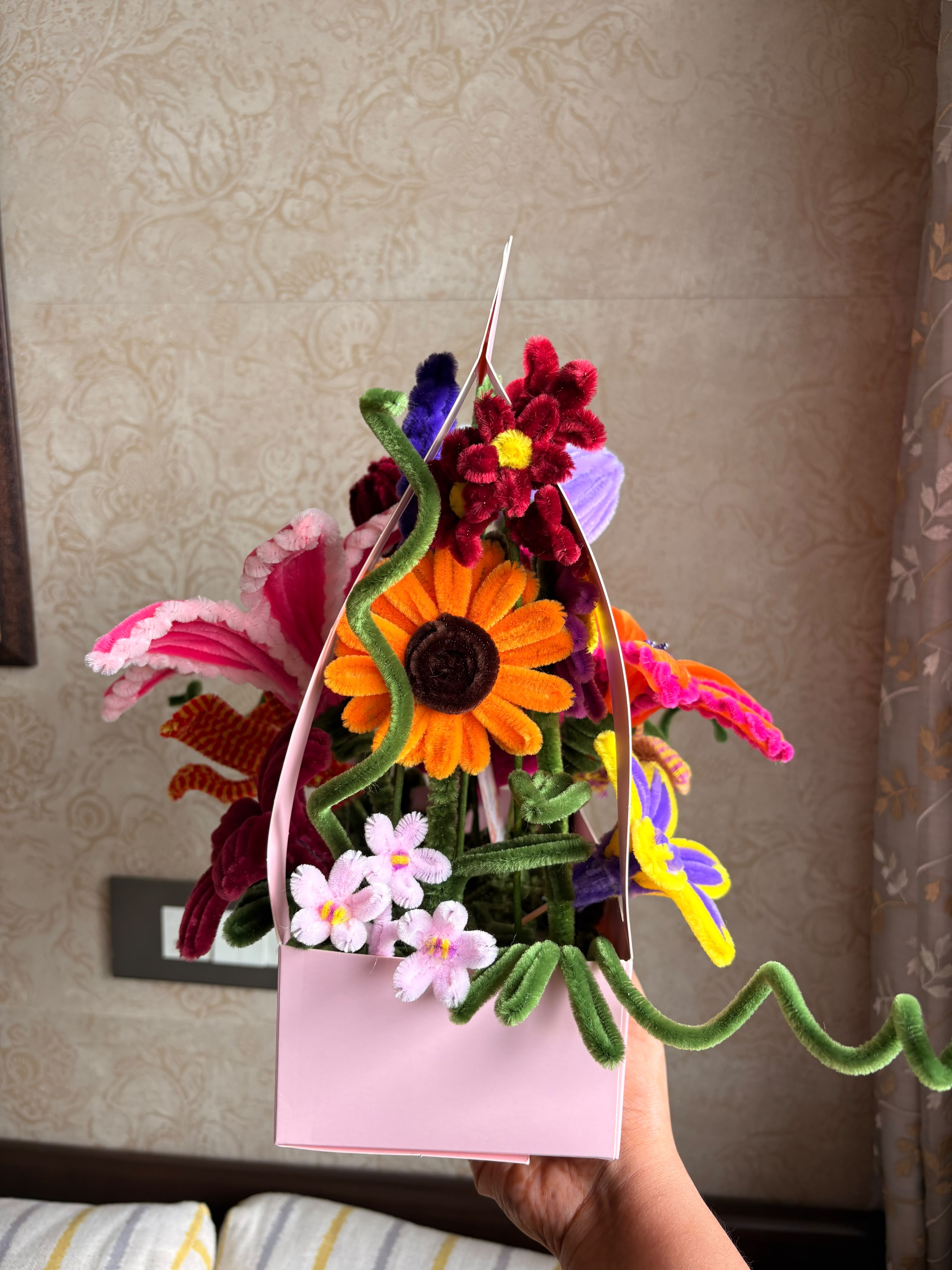 Handcrafted Luxury Chenille Flower Bouquet view 3